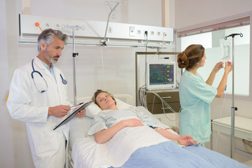 female patient in the hospital room
