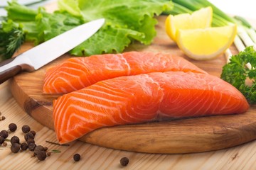 Raw salmon fillet