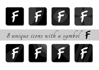 black and white buttons with symbol. black and white buttons. button icon. black icons for the site