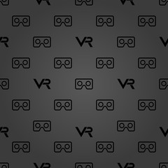 Seamless vector dark pattern with VR logos. Virtual reality logos