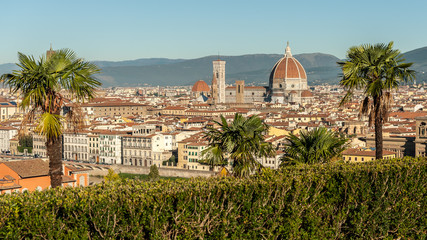 Aerial view from Piazzale Michelangelo over Florence on a sunny day in autumn