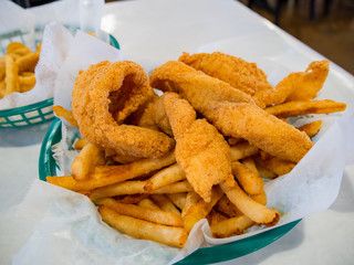 Close up shot of delicious fry seafood
