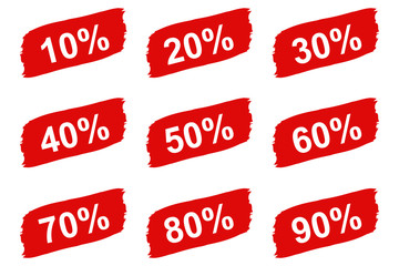 Discount Etiketten - Pinselstrich Set - Vektor Illustration