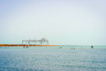 Obraz premium Old oil rig in Caspian Sea