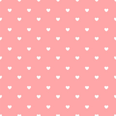 White hearts on pink background seamless pattern
