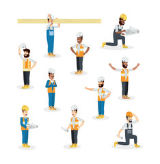Icon set of construction builders over white background, colorful design vector illustration
