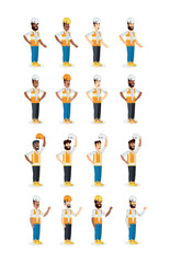 Icon set of construction builders over white background, colorful design vector illustration