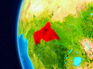 Space view of Central Africa in red