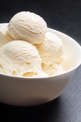 Vanilla Ice Cream Scoops in a Bowl