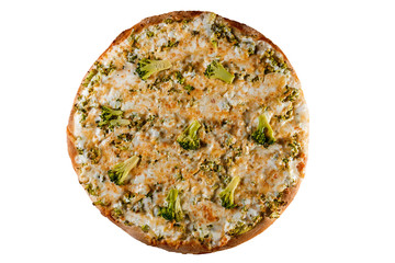 Tasty, flavorful pizza isolated on white background