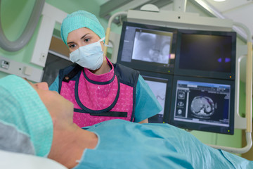 Fototapeta na wymiar before an operation in an operating theatre