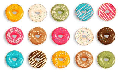 background with colorful donuts with glaze