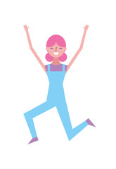 people female jumping enjoy character vector illustration