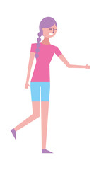 young woman people character gesturing with arms vector illustration