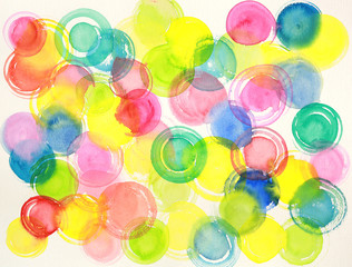 Bunte tanzende Kreise Aquarell handgemalt