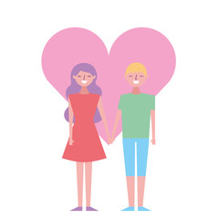 couple of young people in love heart romantic vector illustration