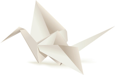 White paper crane origami
