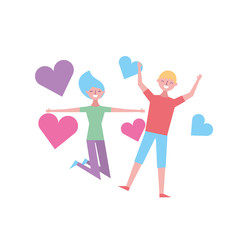 couple of young people in love heart romantic vector illustration