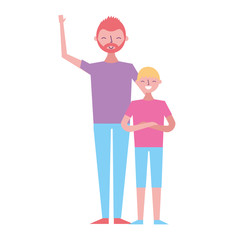 beard young man with boy together vector illustration
