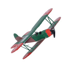 Green plastic biplane isolated on the white background
