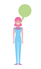 people female character with speech bubble vector illustration