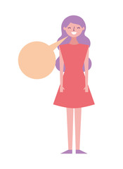people female character with speech bubble vector illustration