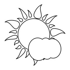 clouds and sun icon over white background, vector illustration