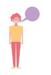 young people male man with speech bubble talk vector illustration