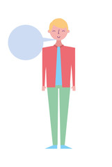 young people male man with speech bubble talk vector illustration