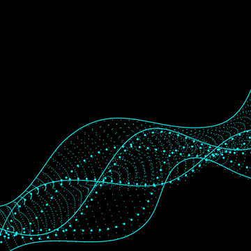 Abstract futuristic hi-tech dotted line waves background. Vector design