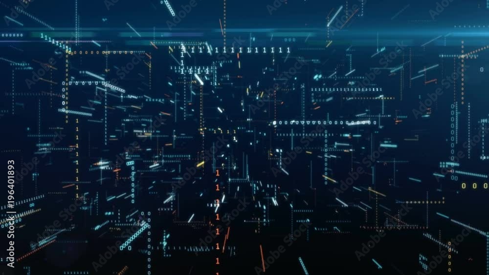 Aufkleber infinite flight among binary code in a chaotic technological space
