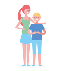 young woman with teenager boy embraced image vector illustration