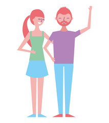 Fototapeta na wymiar smiling couple young woman and man standing together embracing vector illustration