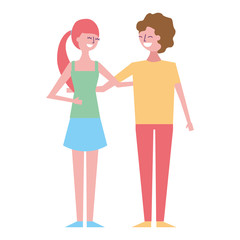 smiling couple young woman and man standing together embracing vector illustration