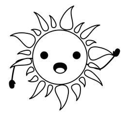 kawaii surprised sun icon over white background, vector illustration