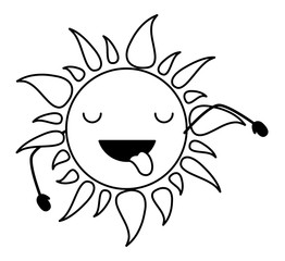 sketch of kawaii sun showing the tongue over white background, vector illustration