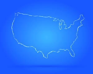 USA scribble map modern style blue