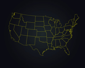 USA dark yellow map modern style blue