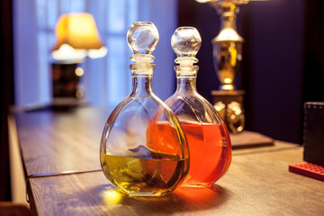 decanter with liquior in a bar