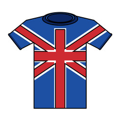 shirt with united kingdom flag design over white background, colorful design. vector illustration