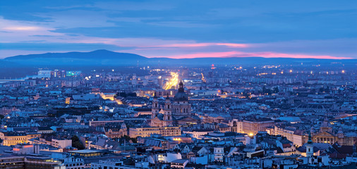 Fototapeta na wymiar Budapest city night panorama