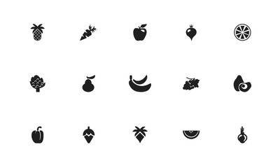 Obraz na płótnie Canvas Set of 15 editable dessert icons. Includes symbols such as braeburn, beet, berry and more. Can be used for web, mobile, UI and infographic design.