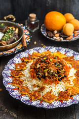 Close view of shirin polo persian traditional rice