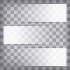 three white colored gradient transparent plates with shadow on a