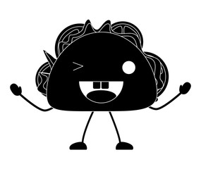 kawaii taco winking an eye over white background, vector illustration