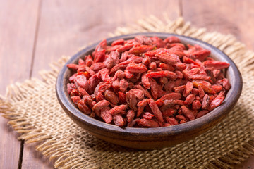 Red goji berries in bowl