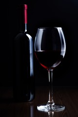 Bottle and Glass of Red Wine