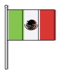 Mexican flag icon over white background, colorful design. vector illustration