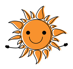 kawaii excited sun icon over white background, colorful design. vector illustration