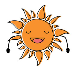 kawaii happy sun icon over white background, colorful design. vector illustration